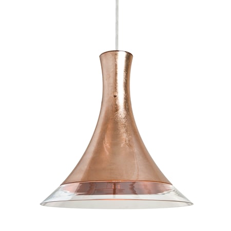 Besa Lighting Rio Cord Pendant, Copper Foil/Clear, Satin Nickel Finish, 1x9W LED 1JT-RIOCF-LED-SN